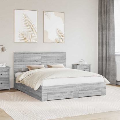 Struttura del letto con testiera Grigio Sonoma 160 x 200 cm