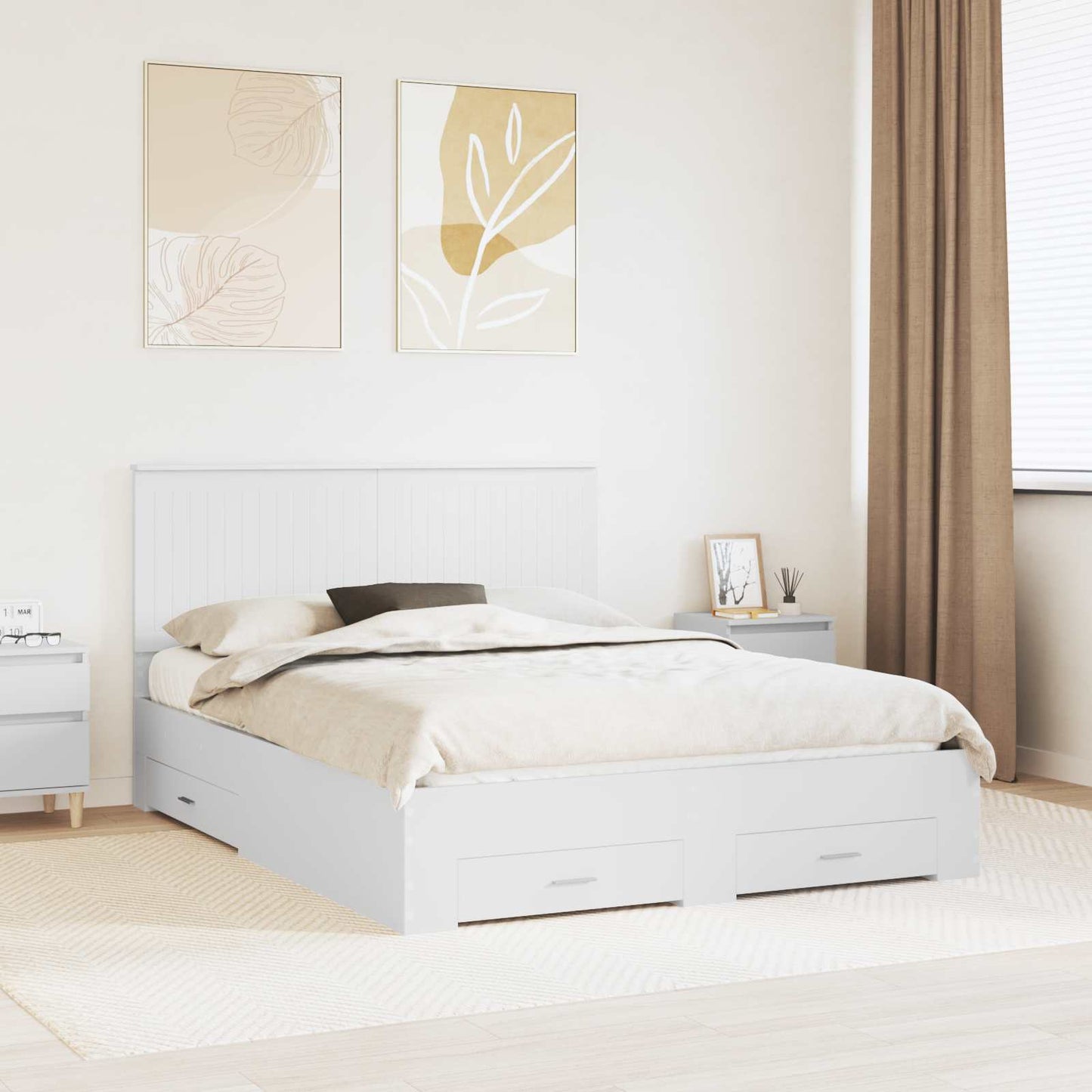 Struttura del letto Bianco 150 x 200 cm Legno multistrato
