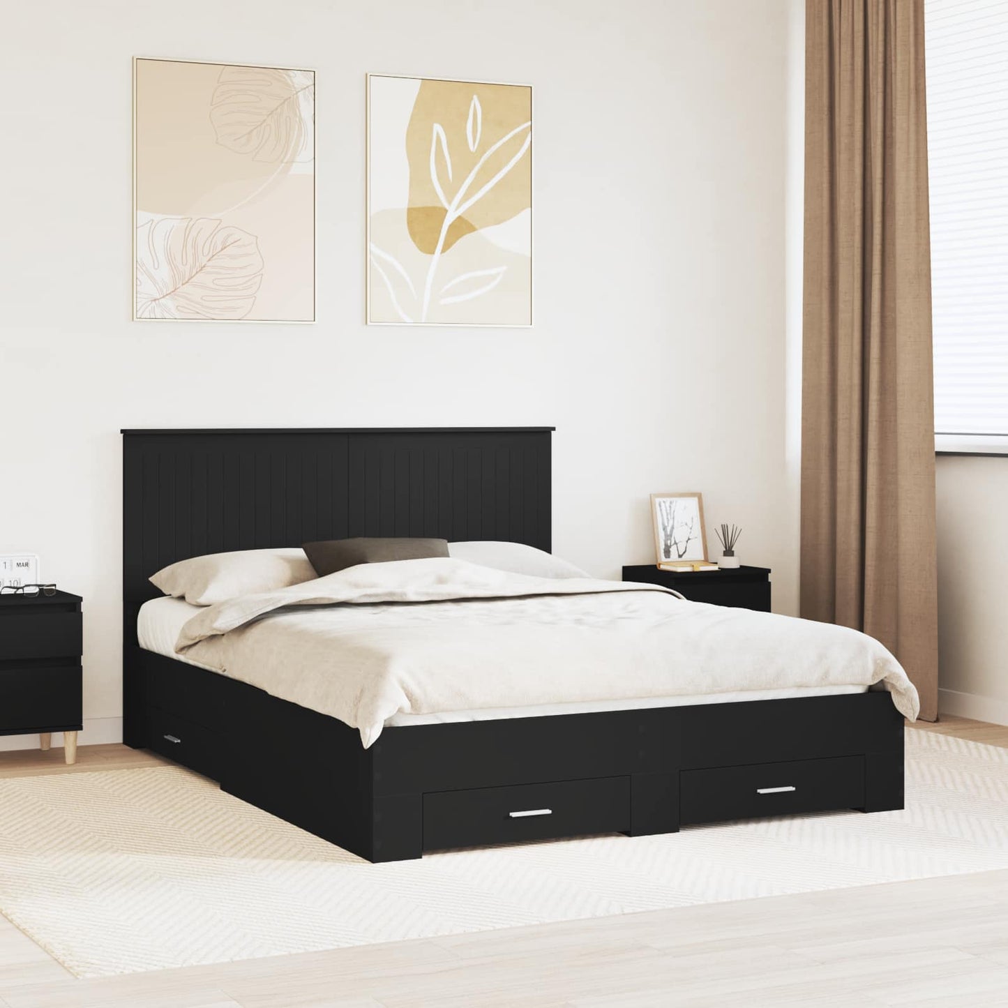 Struttura del letto con testiera Nero e Argento 150 x 200 cm