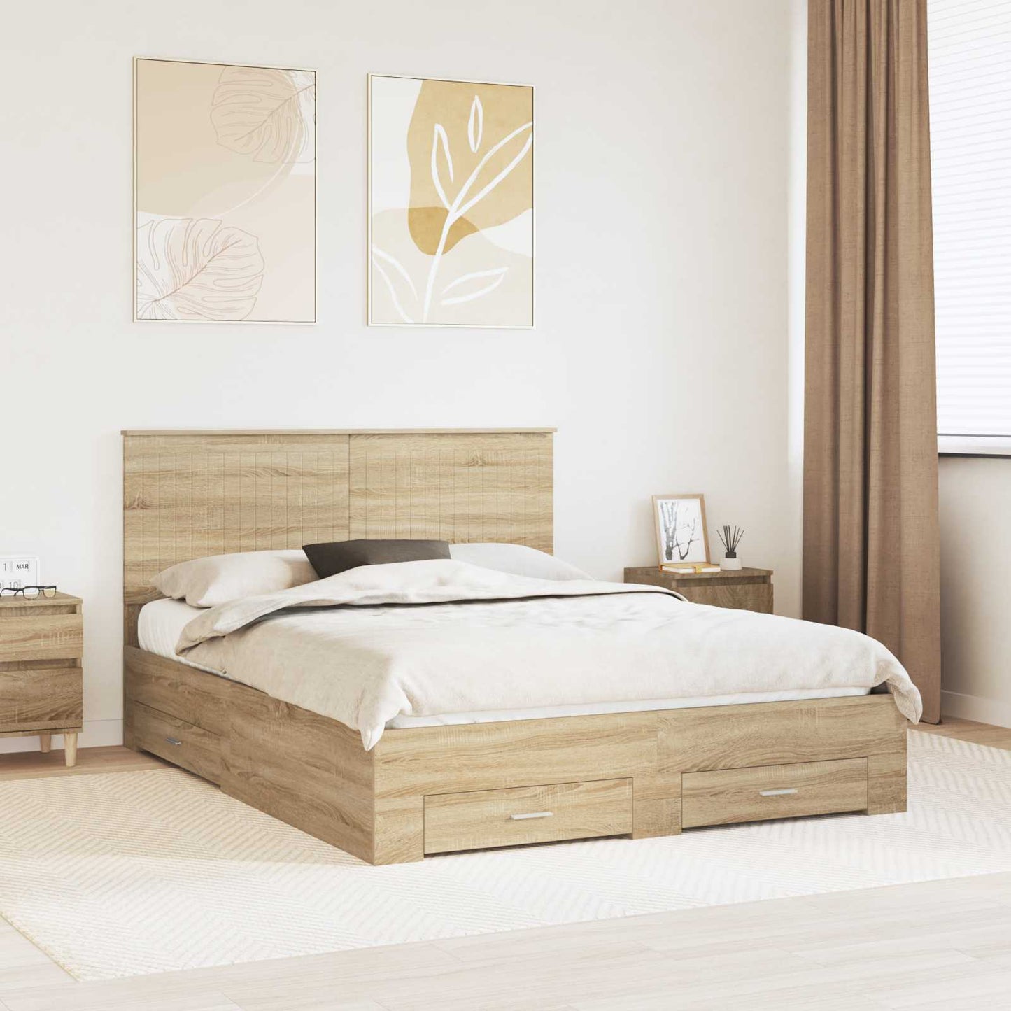Struttura del letto con testiera Rovere Sonoma 150 x 200 cm