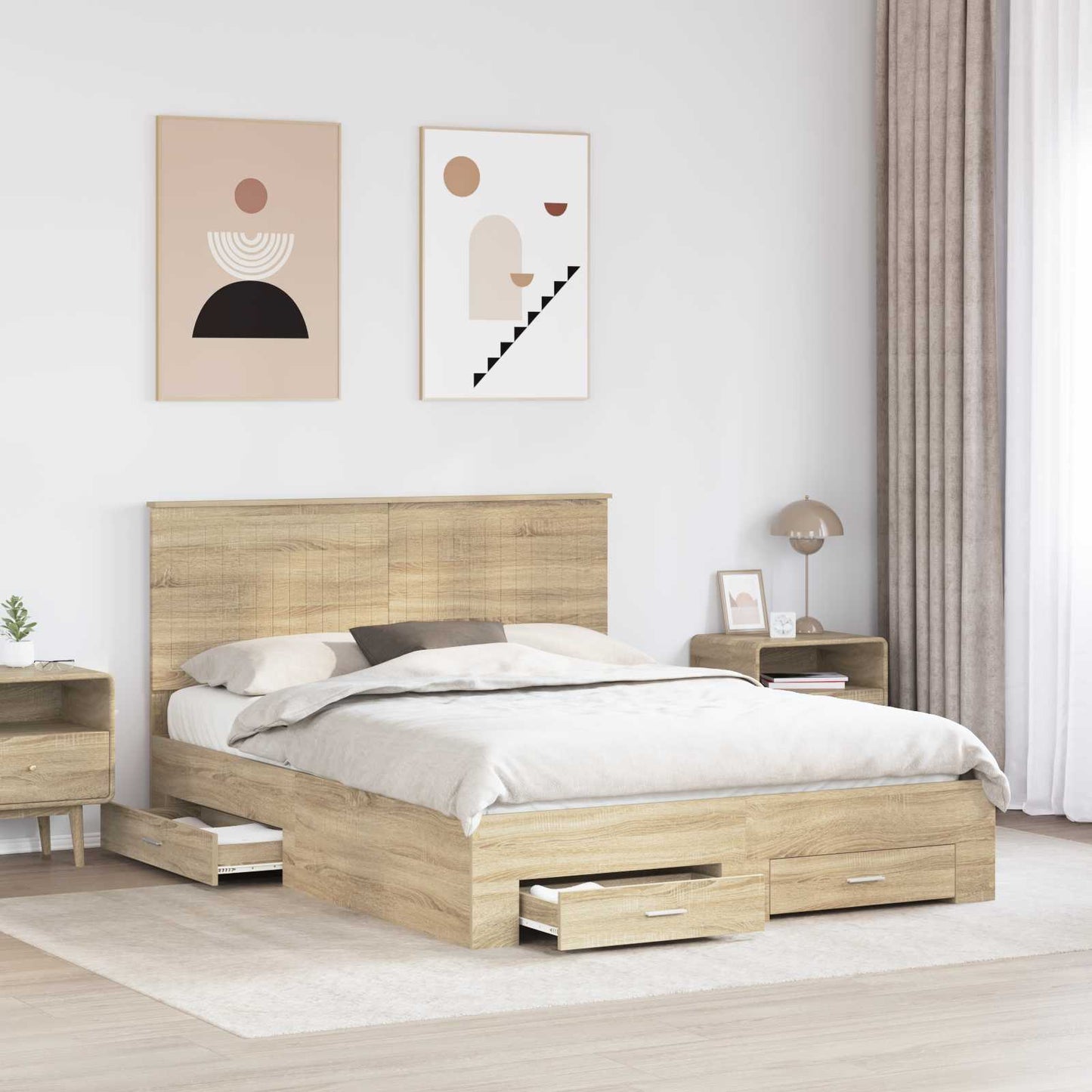Struttura del letto con testiera Rovere Sonoma 150 x 200 cm
