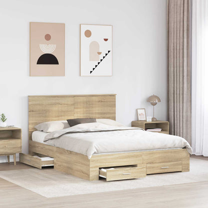 Struttura del letto con testiera Rovere Sonoma 150 x 200 cm