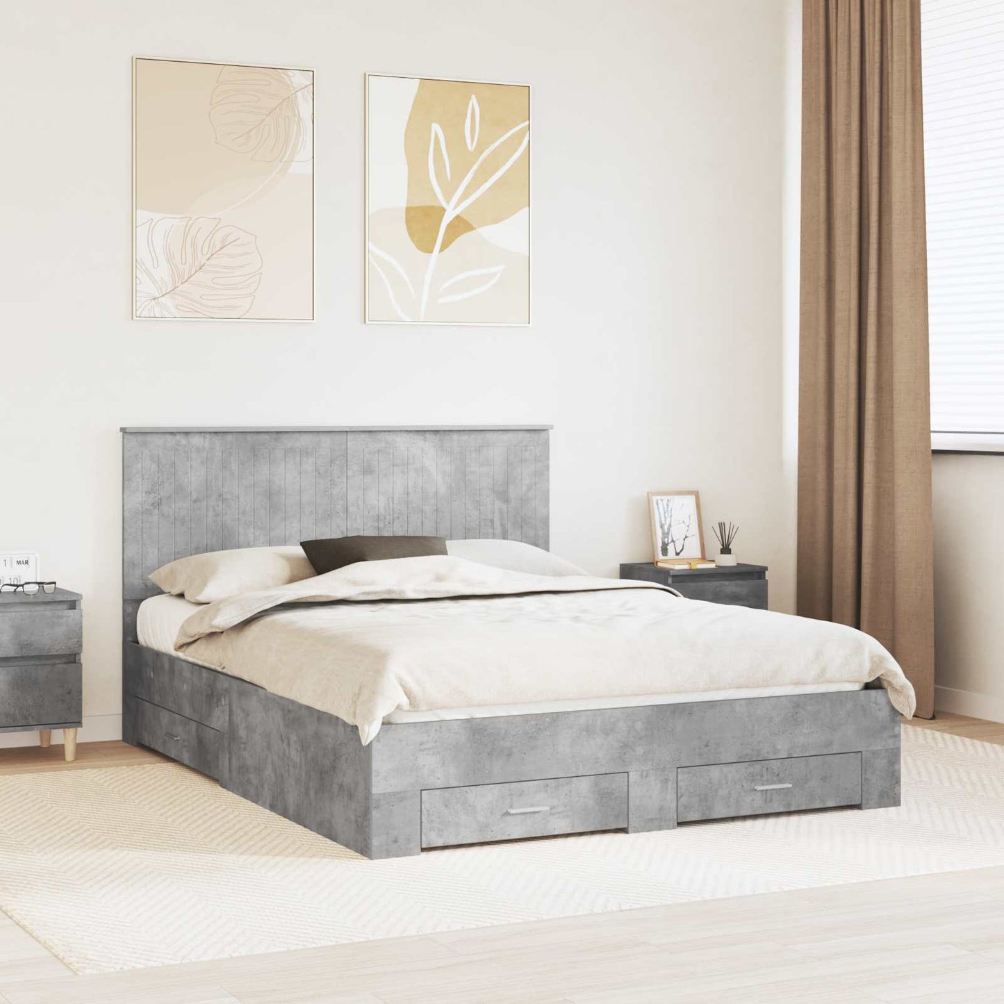 Struttura del letto con testiera Grigio cemento 150 x 200 cm