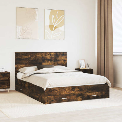 Struttura del letto Rovere fumÃ© 150 x 200 cm Legno multistrato