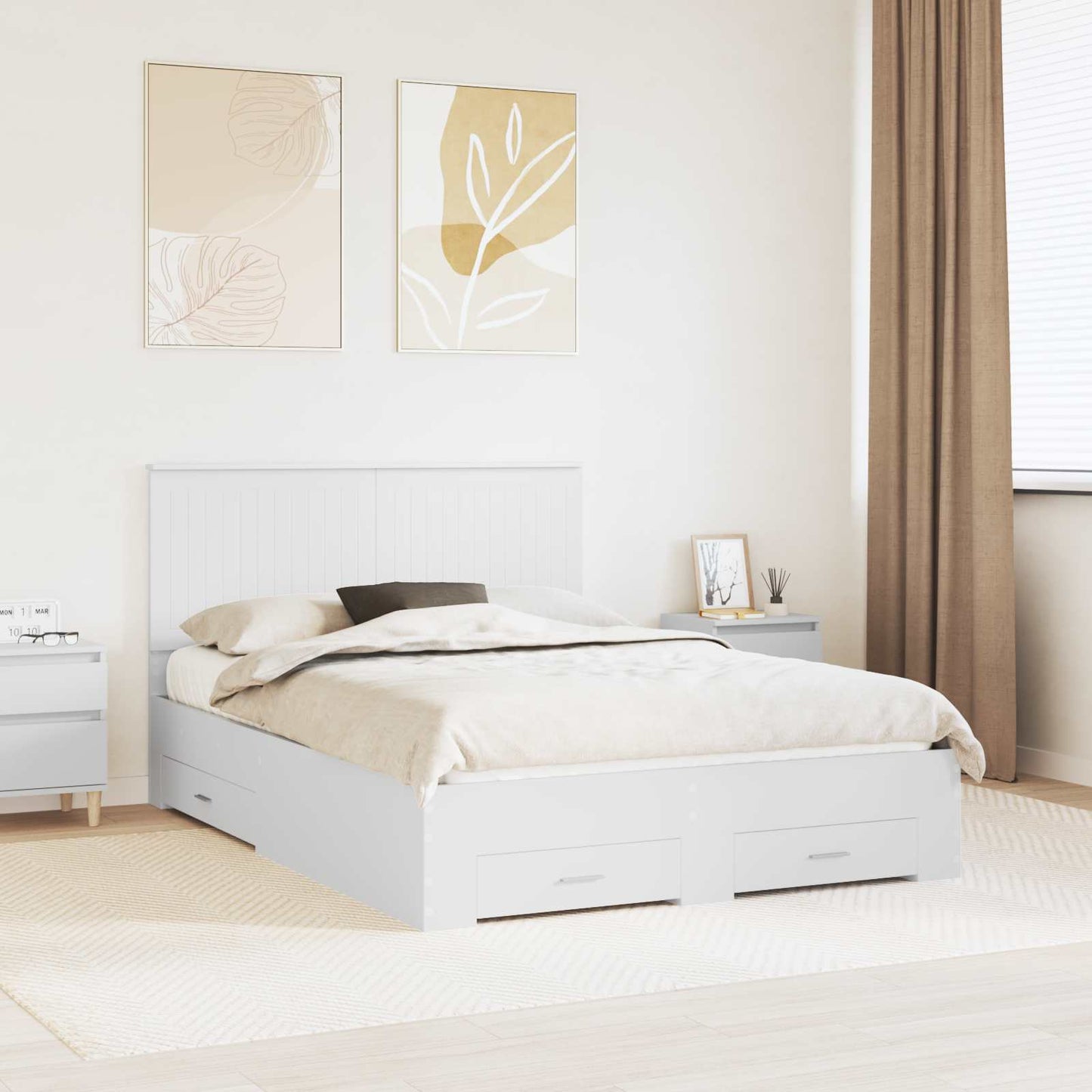 Struttura del letto Bianco 140 x 200 cm Legno multistrato