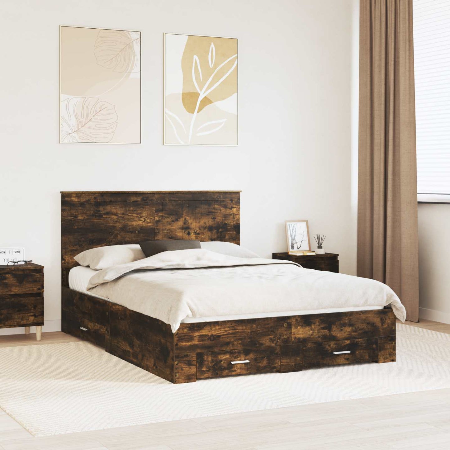 Struttura del letto Rovere fumÃ© 140 x 200 cm Legno multistrato
