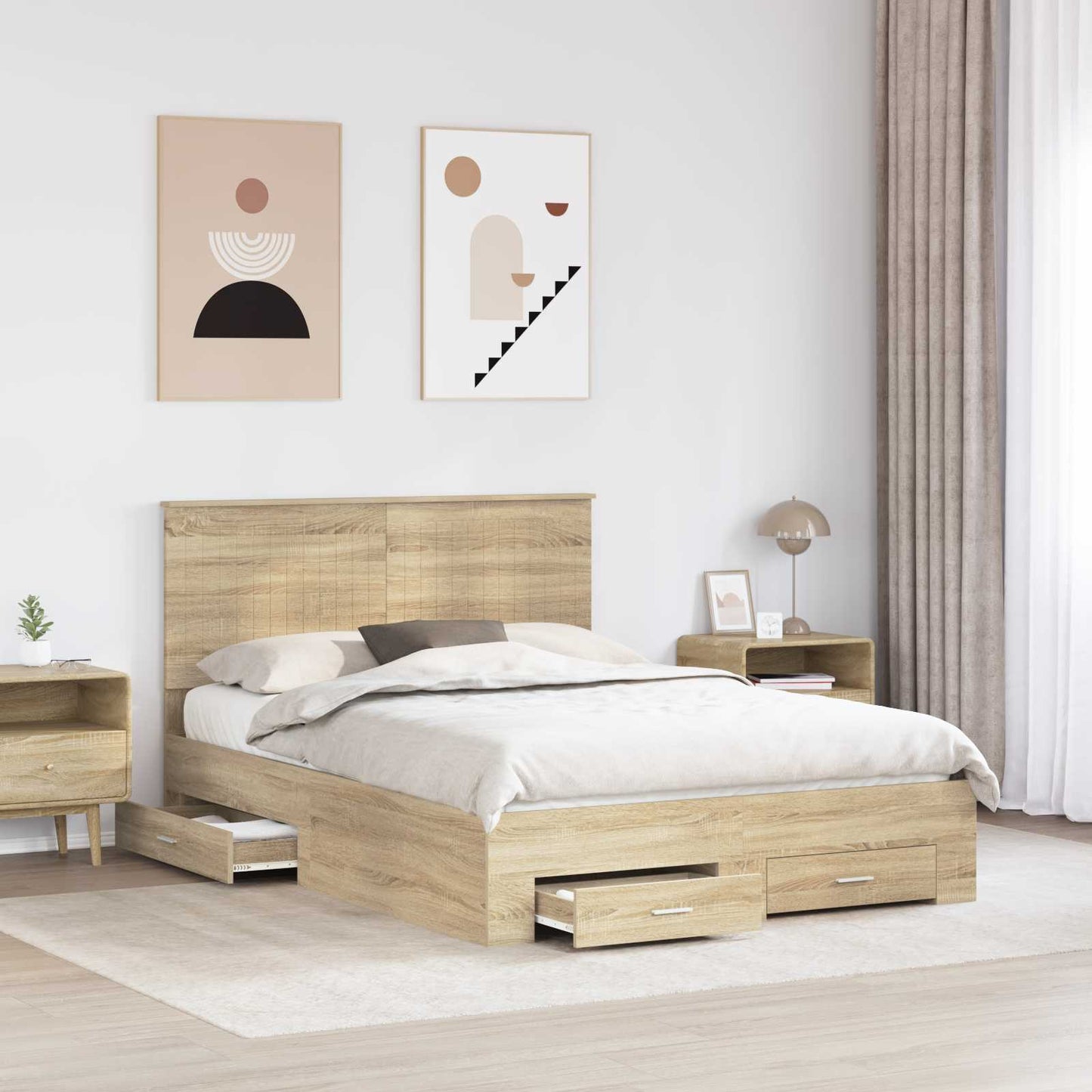 Struttura del letto con testiera Rovere Sonoma 140 x 190 cm
