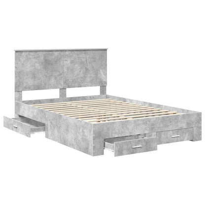 Struttura del letto con testiera Grigio cemento 140 x 190 cm
