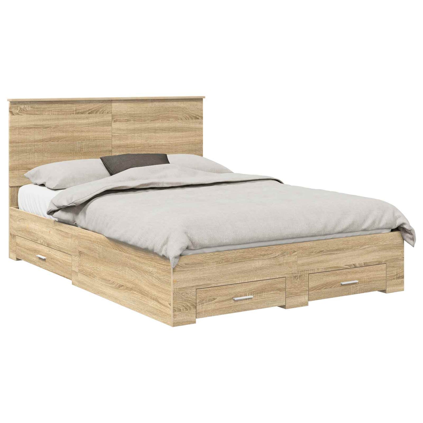 Struttura del letto con testiera Rovere Sonoma 135 x 190 cm