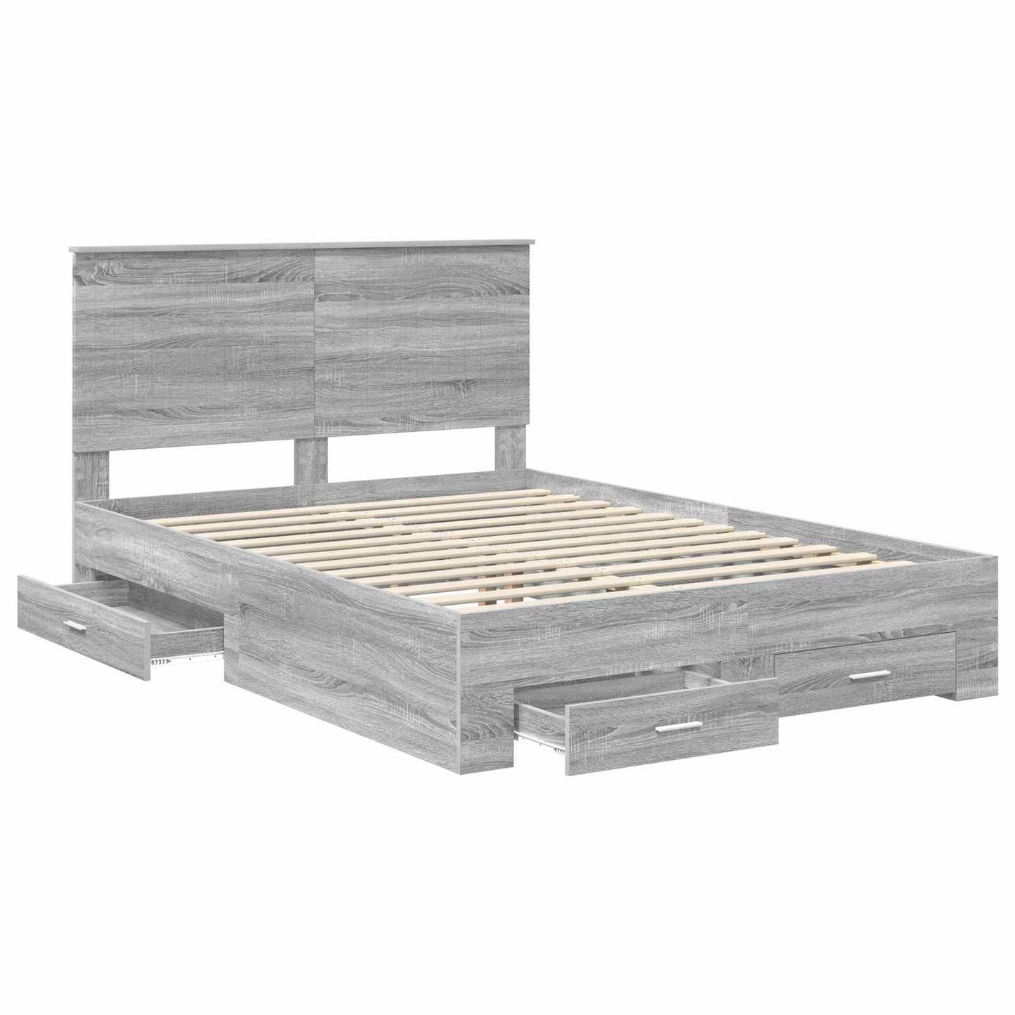 Struttura del letto con testiera Grigio Sonoma 135 x 190 cm