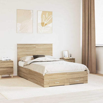 Struttura del letto con testiera Rovere Sonoma 120 x 200 cm