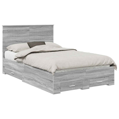 Struttura del letto con testiera Grigio Sonoma 120 x 200 cm