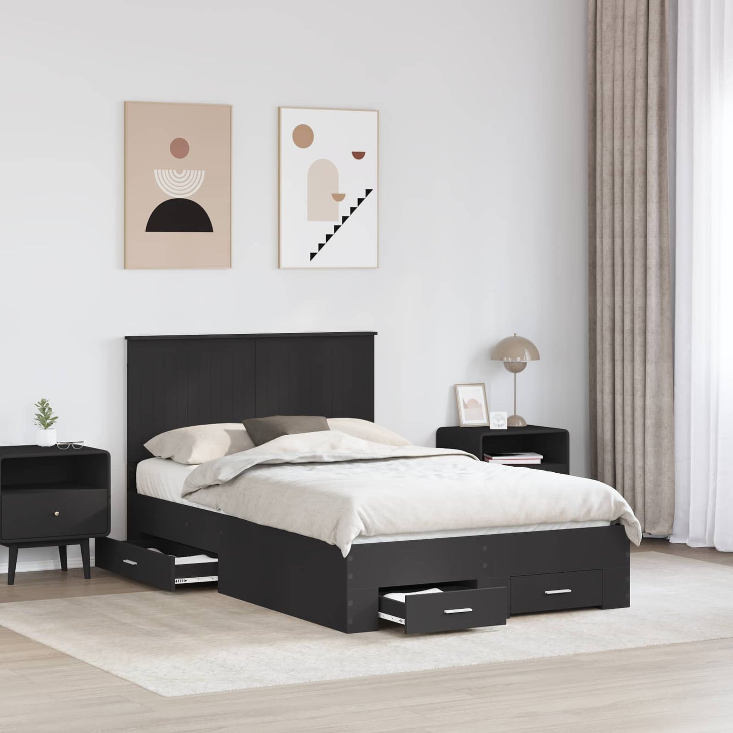 Struttura del letto Nero 120 x 190 cm Legno multistrato
