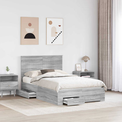 Struttura del letto con testiera Grigio Sonoma 120 x 190 cm