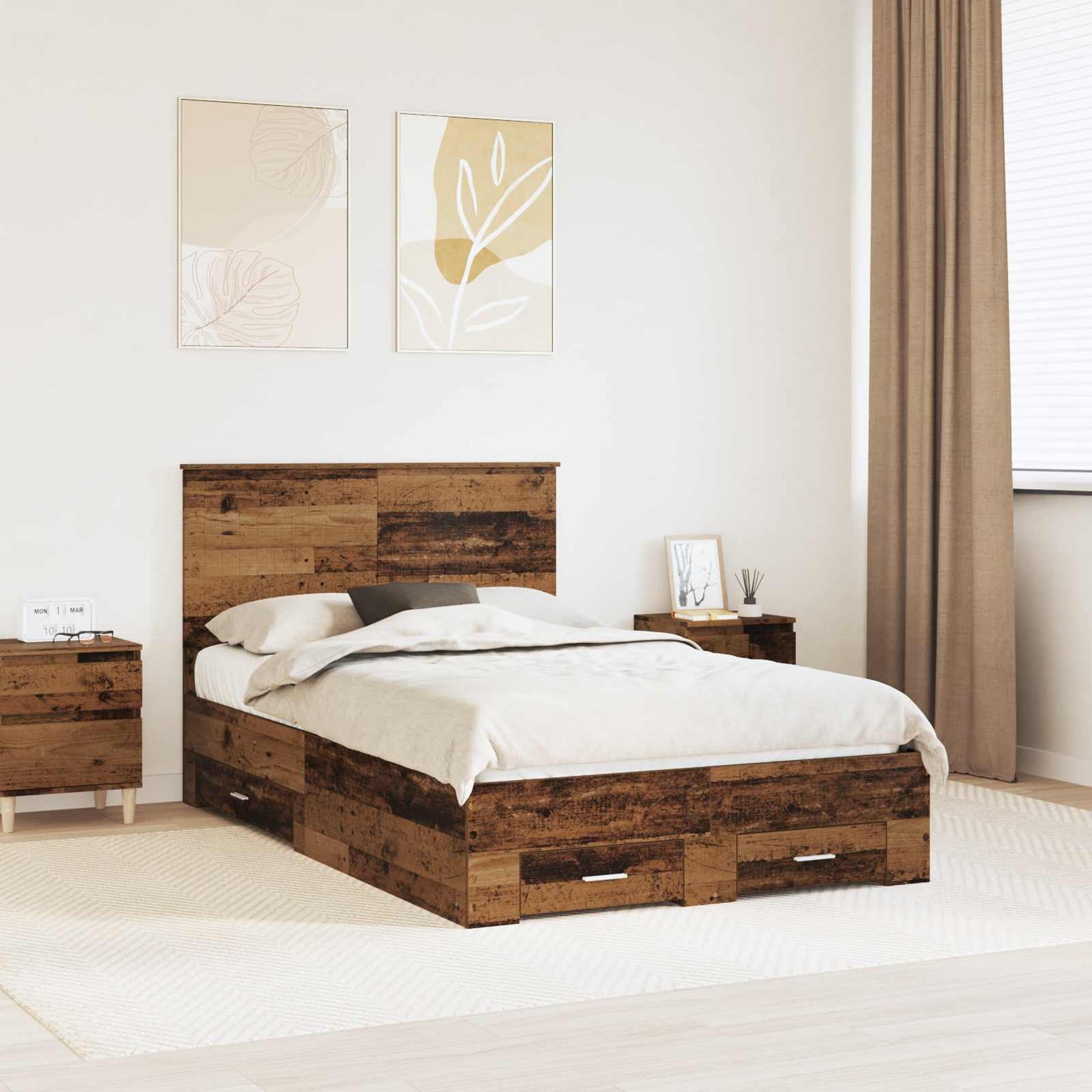 Struttura del letto con testiera Legno vecchio 120 x 190 cm