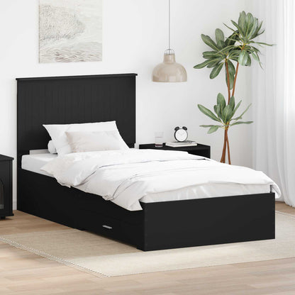 Struttura del letto con testiera Nero e Argento 90 x 200 cm