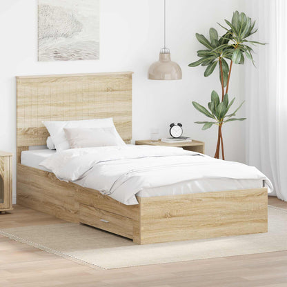 Struttura del letto con testiera Rovere Sonoma 100 x 200 cm