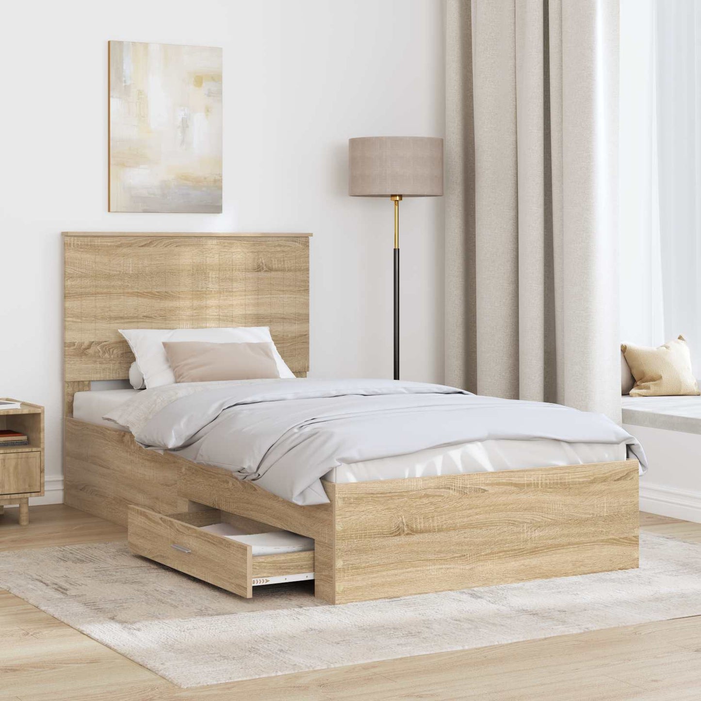 Struttura del letto con testiera Rovere Sonoma 100 x 200 cm