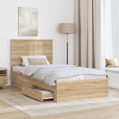 Struttura del letto con testiera Rovere Sonoma 100 x 200 cm