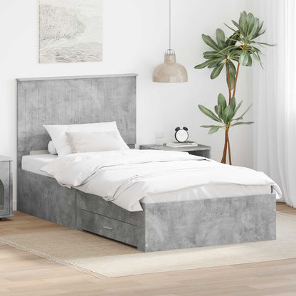 Struttura del letto con testiera Grigio cemento 100 x 200 cm
