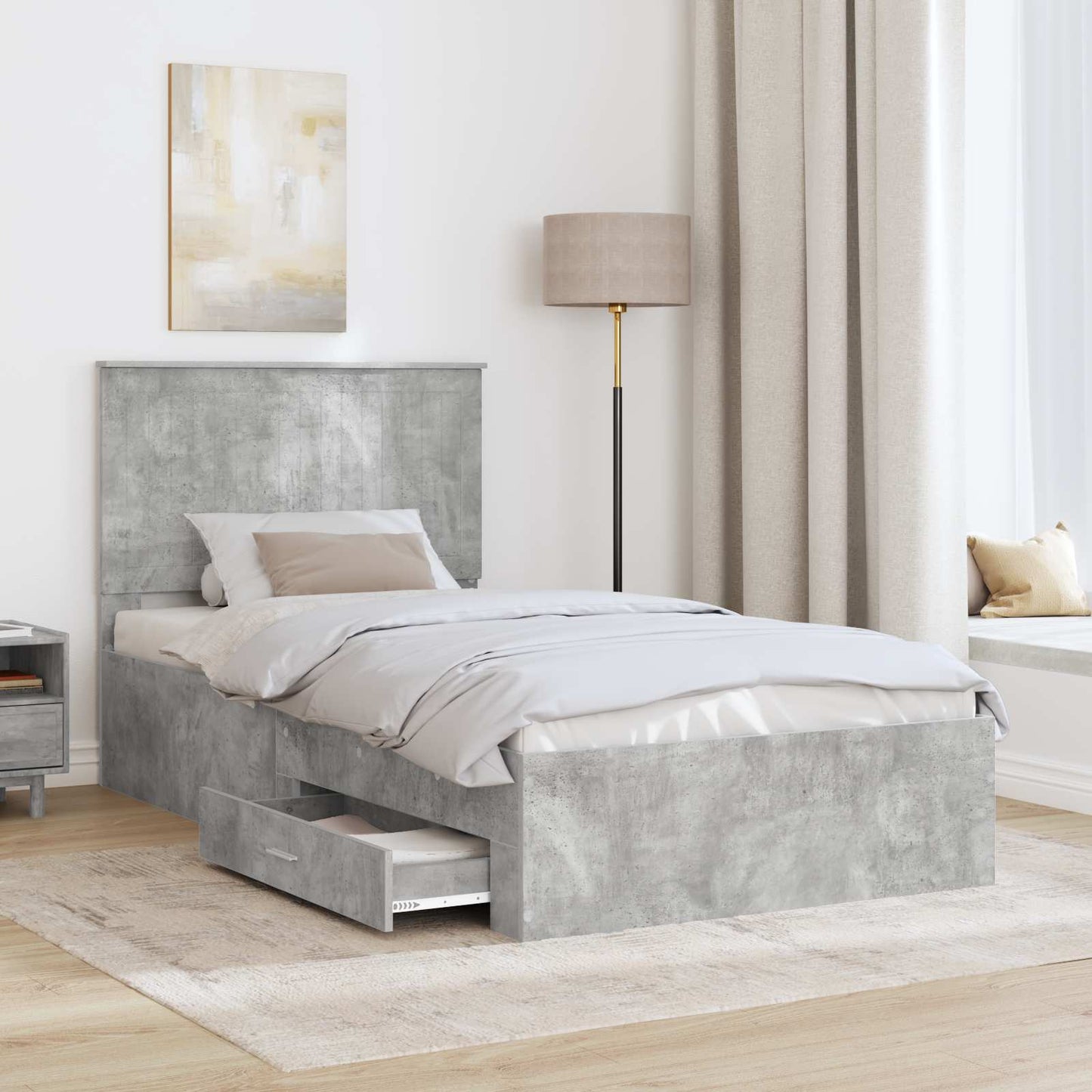 Struttura del letto con testiera Grigio cemento 100 x 200 cm