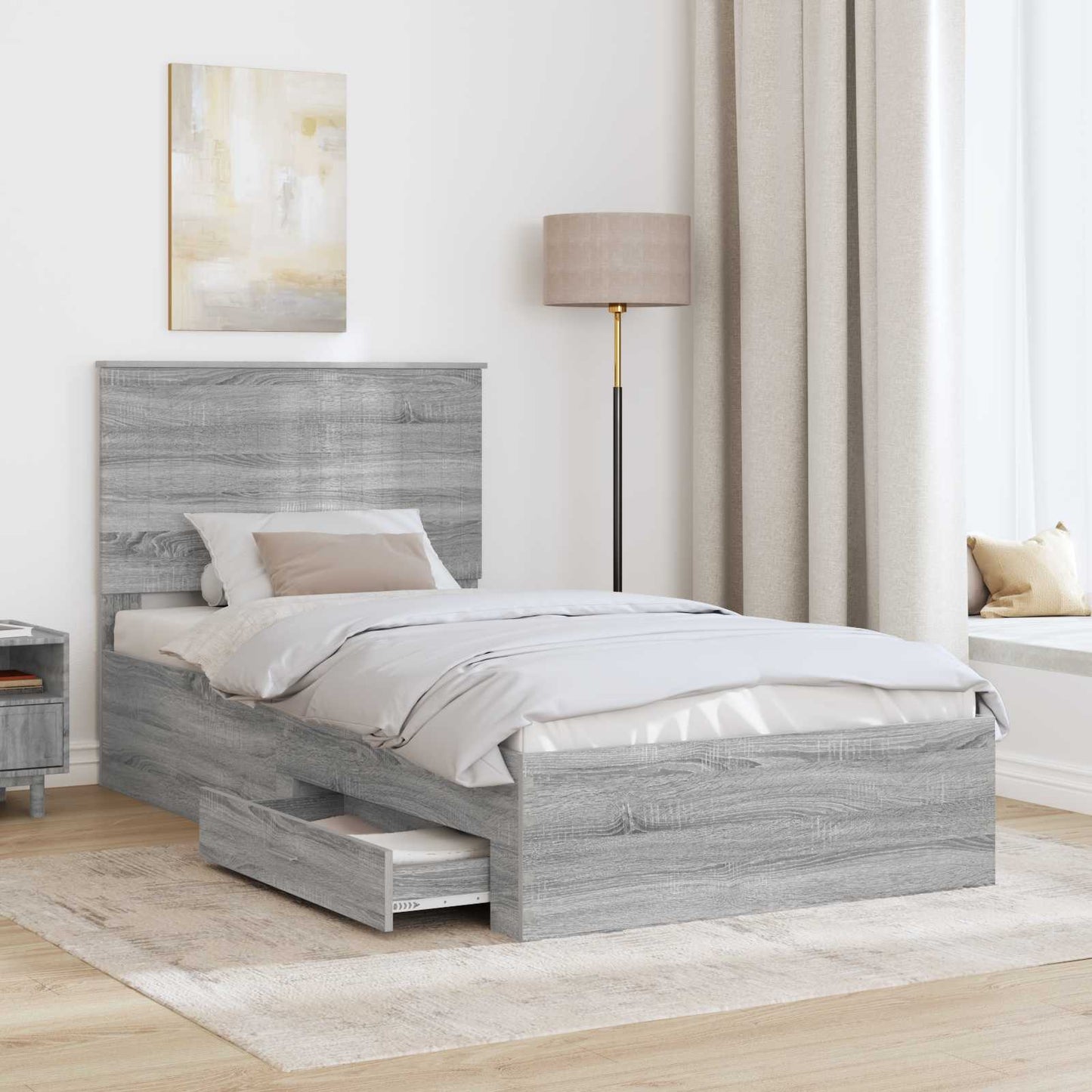 Struttura del letto con testiera Grigio Sonoma 100 x 200 cm