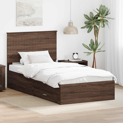 Struttura del letto Rovere Marrone e Argento 90 x 200 cm