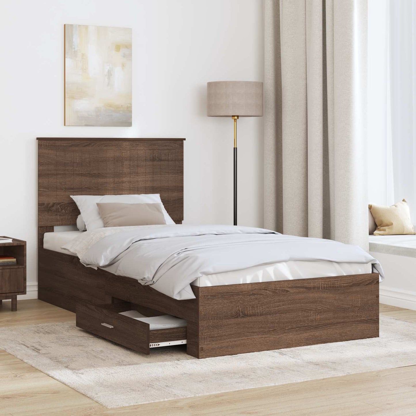 Struttura del letto Rovere Marrone e Argento 90 x 200 cm