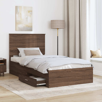 Struttura del letto Rovere Marrone e Argento 90 x 200 cm