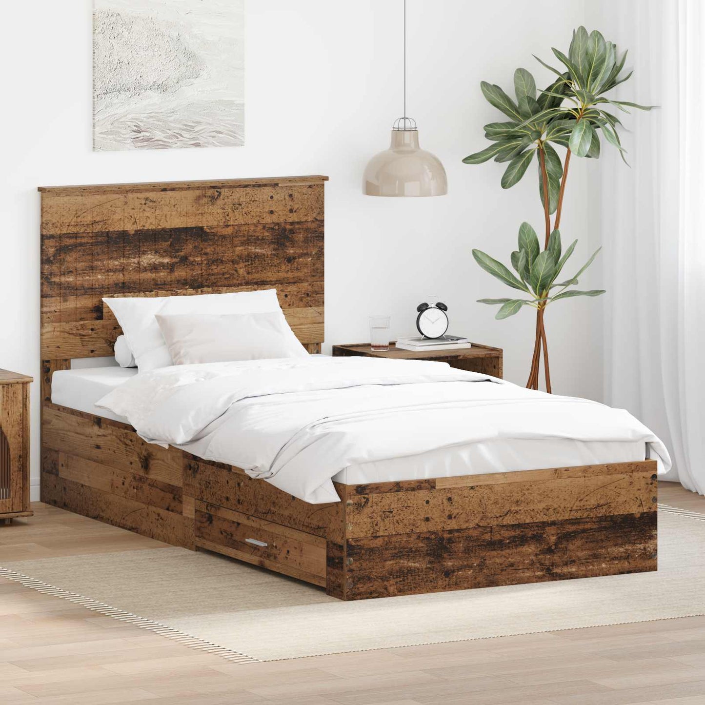 Struttura del letto con testiera Legno vecchio 100 x 200 cm