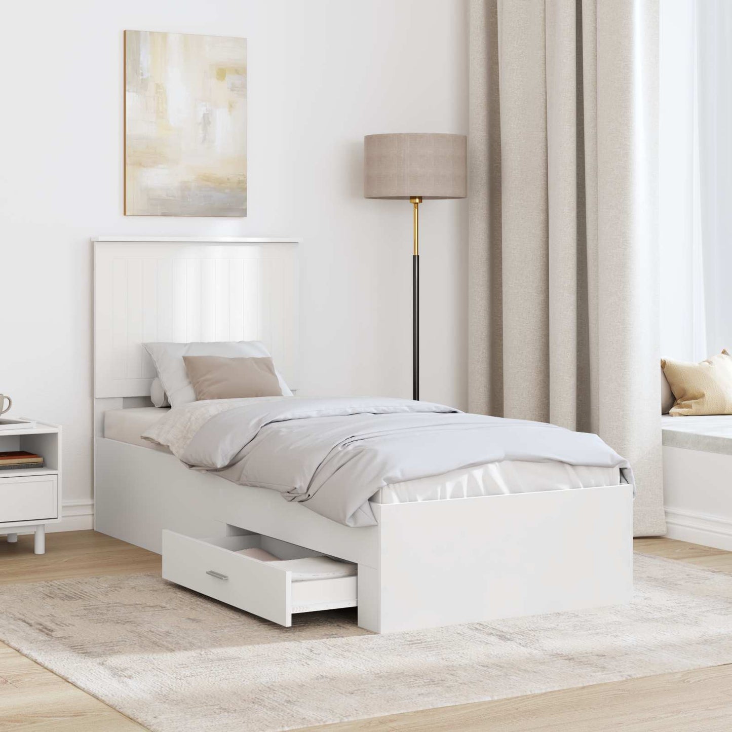 Struttura del letto con testiera Bianco e Argento 70 x 190 cm