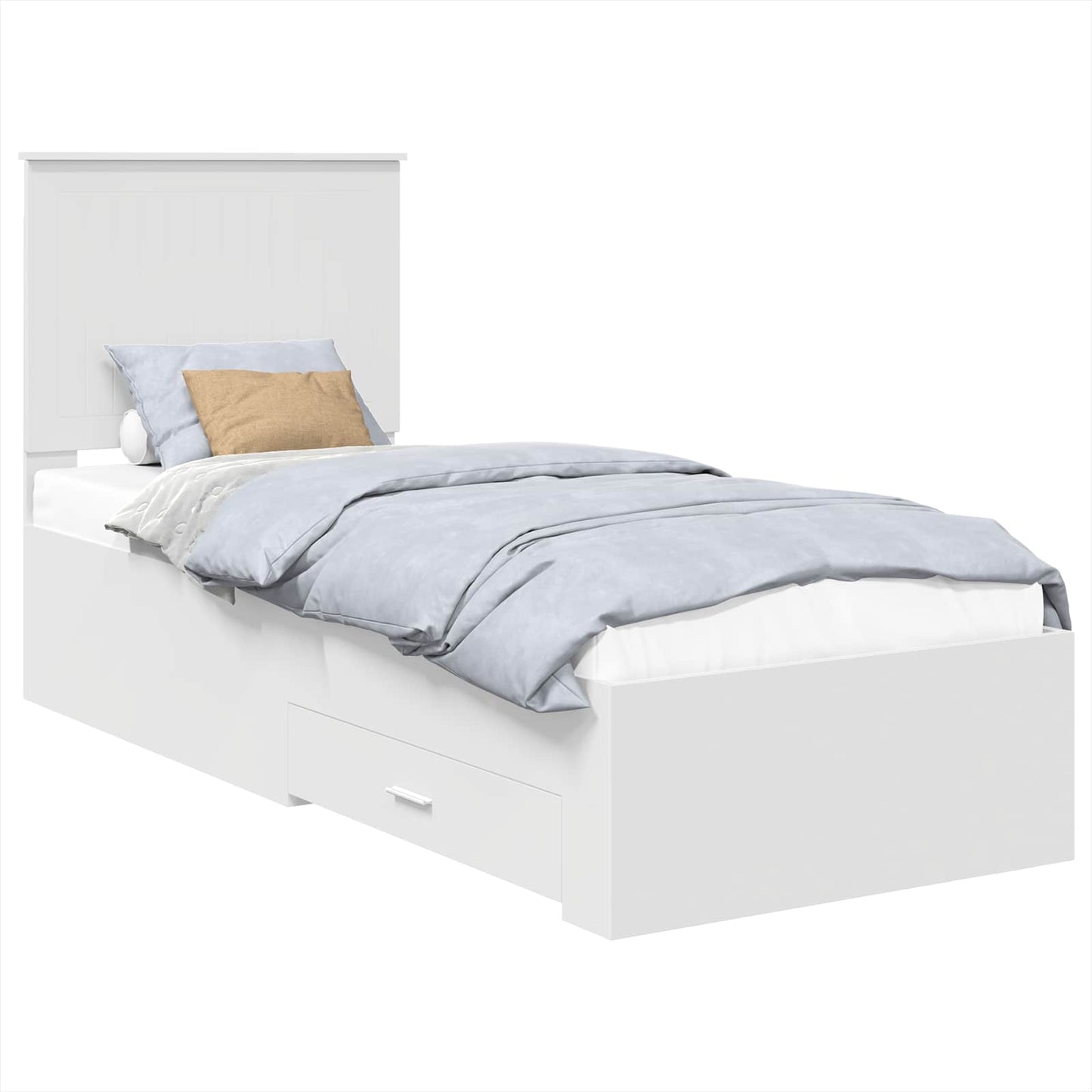 Struttura del letto con testiera Bianco e Argento 70 x 190 cm