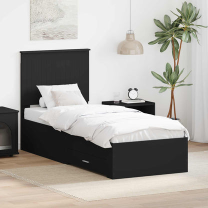 Struttura del letto con testiera Nero e Argento 70 x 190 cm