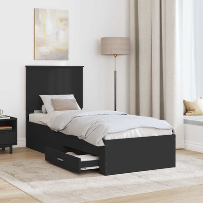 Struttura del letto con testiera Nero e Argento 70 x 190 cm