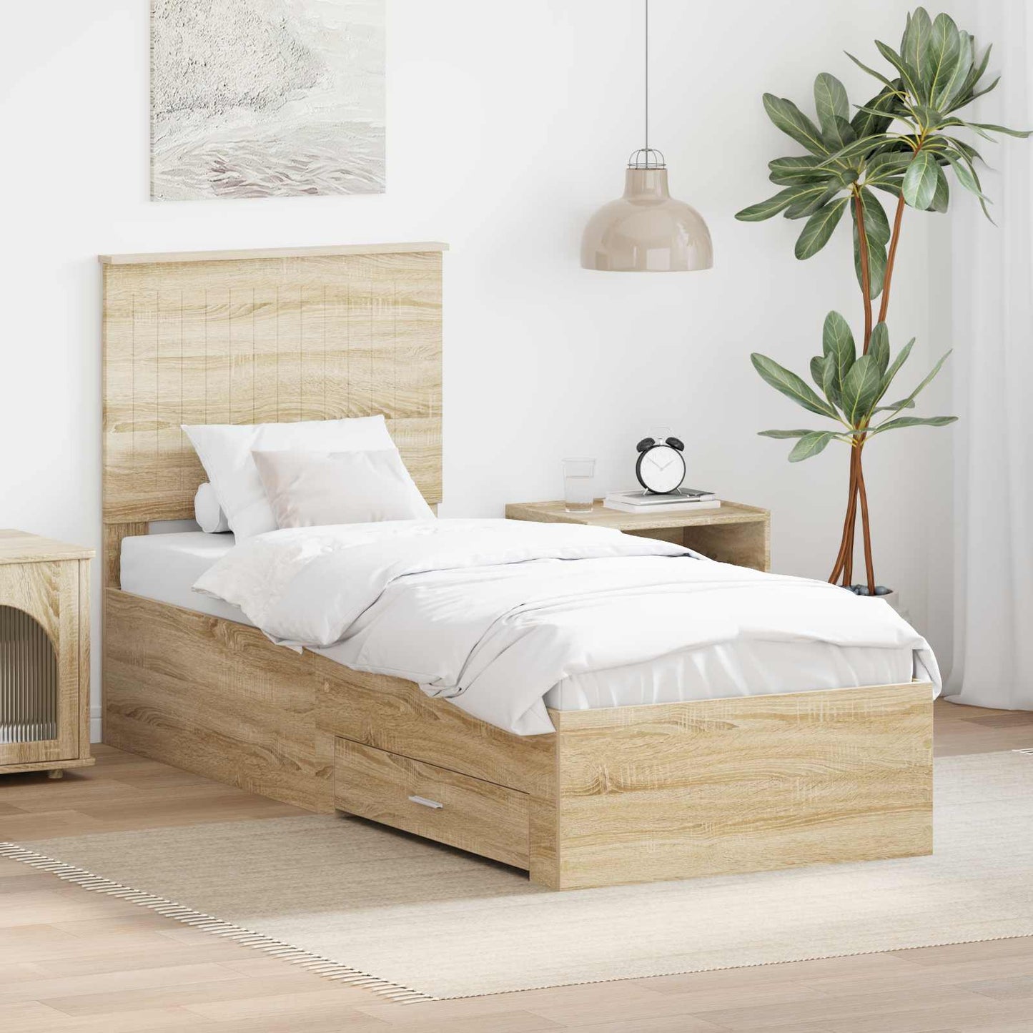 Struttura del letto Rovere Sonoma e Argento 70 x 190 cm