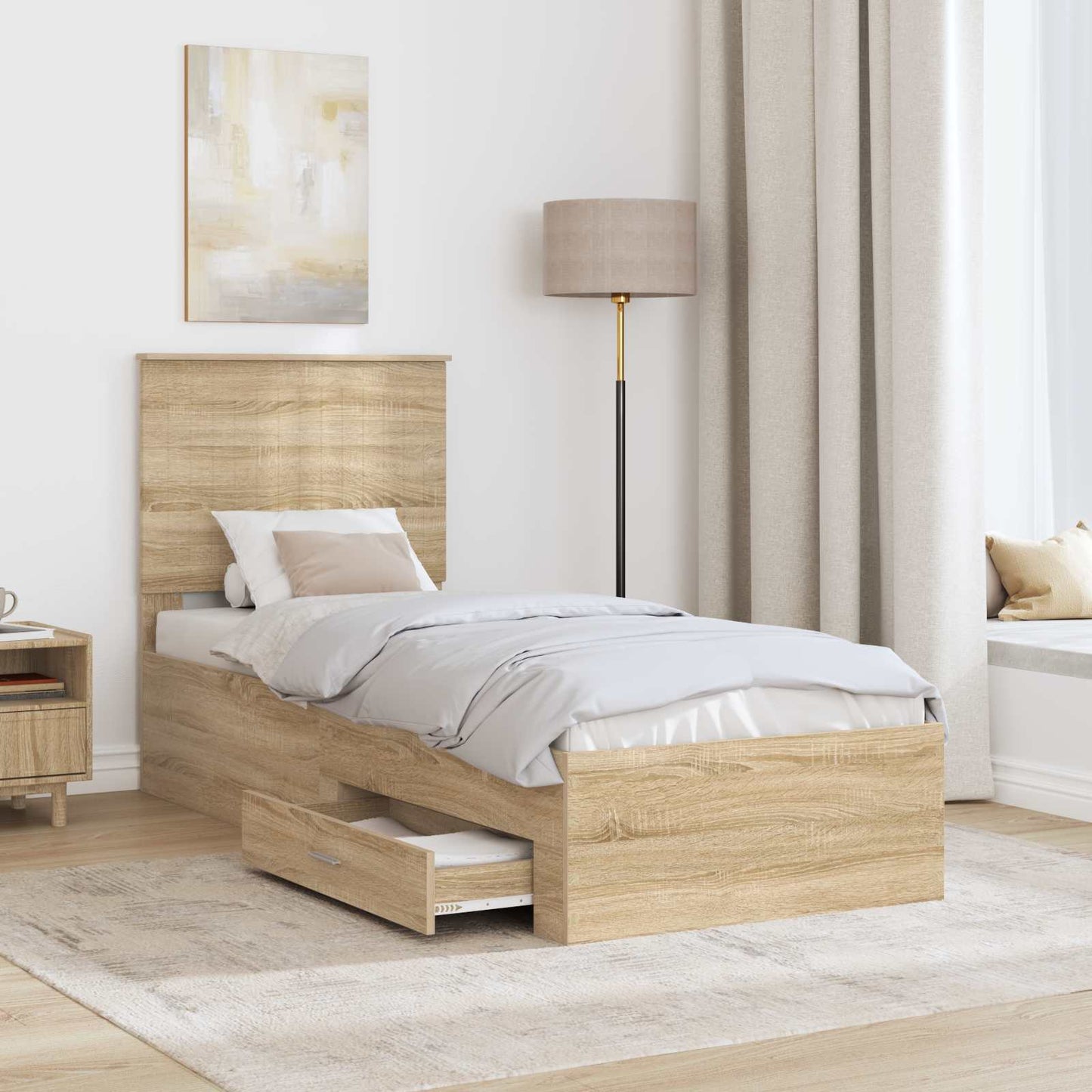 Struttura del letto Rovere Sonoma e Argento 70 x 190 cm