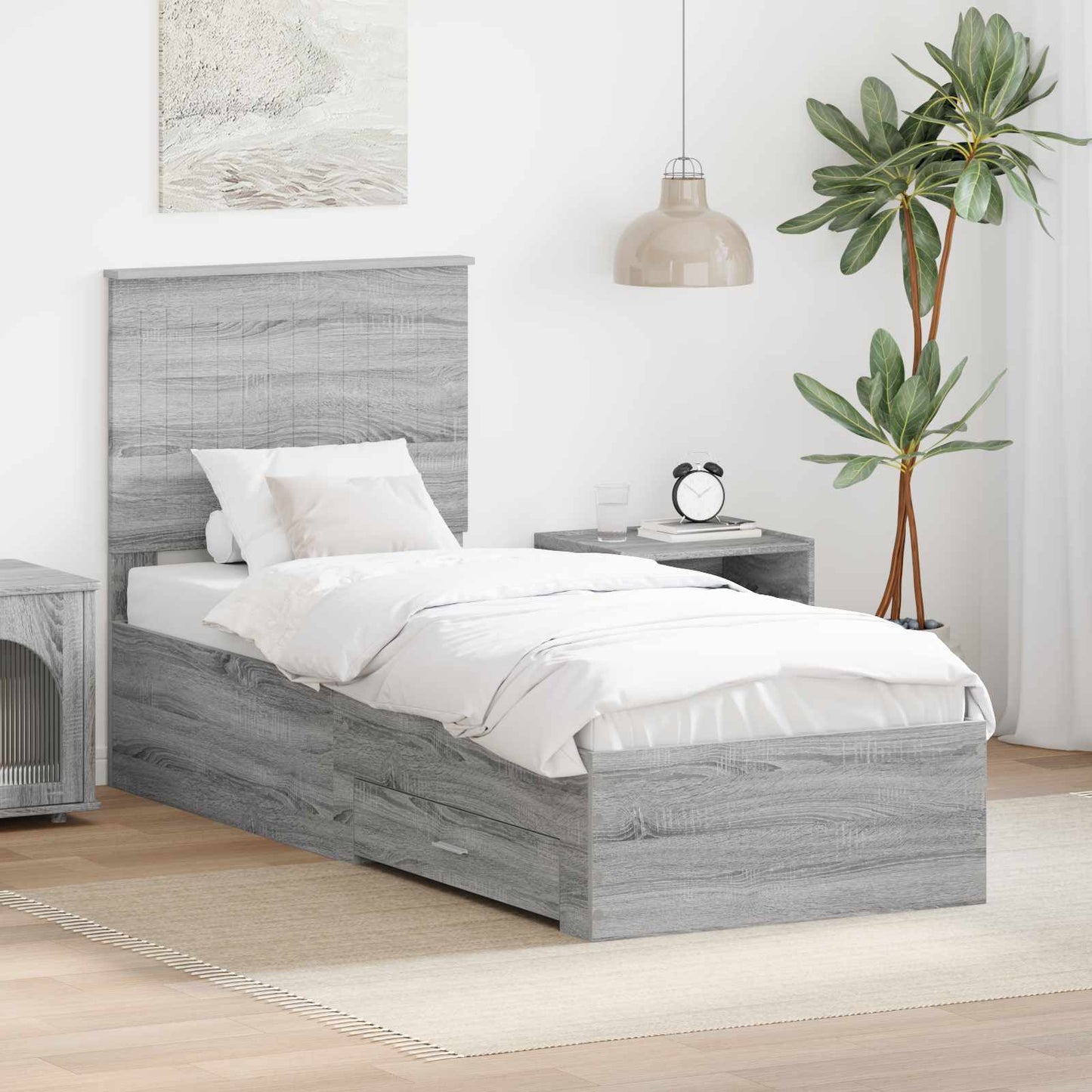 Struttura del letto Grigio Sonoma e Argento 70 x 190 cm