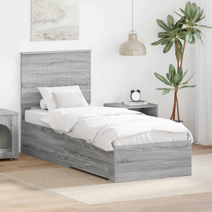 Struttura del letto Grigio Sonoma e Argento 70 x 190 cm