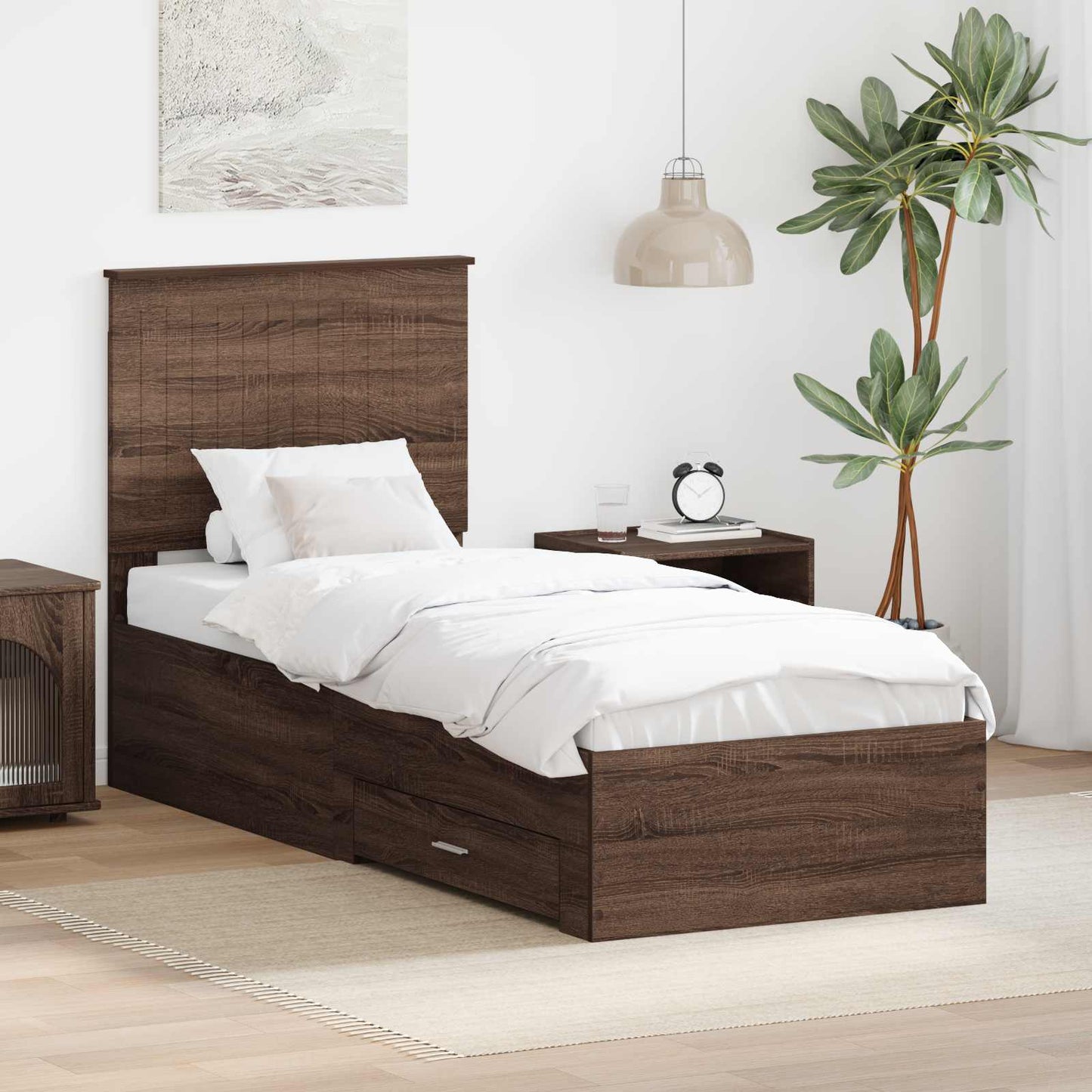 Struttura del letto Rovere Marrone e Argento 70 x 190 cm