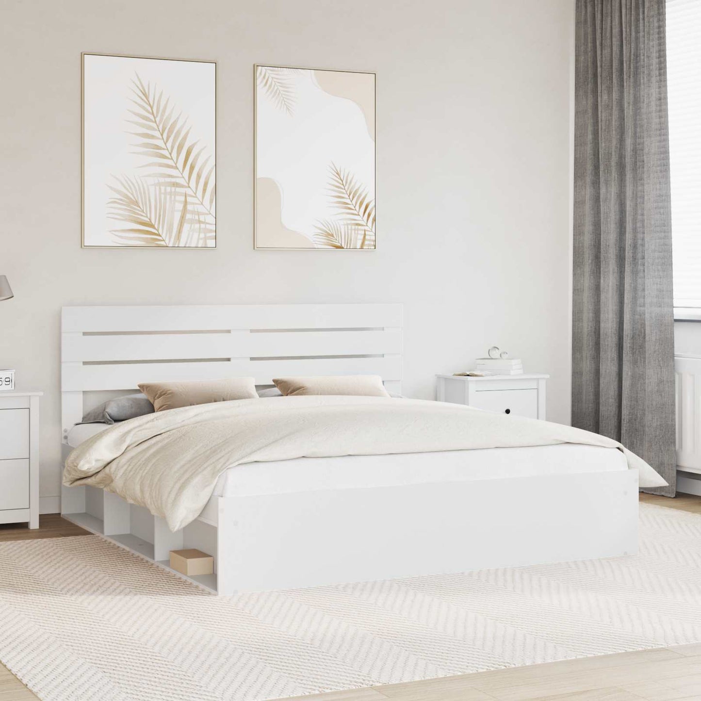 Struttura del letto Bianco 200 x 200 cm Pino massello