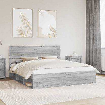 Struttura del letto Grigio Sonoma 200 x 200 cm Pino massello
