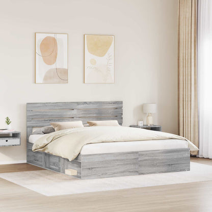 Struttura del letto Grigio Sonoma 200 x 200 cm Pino massello