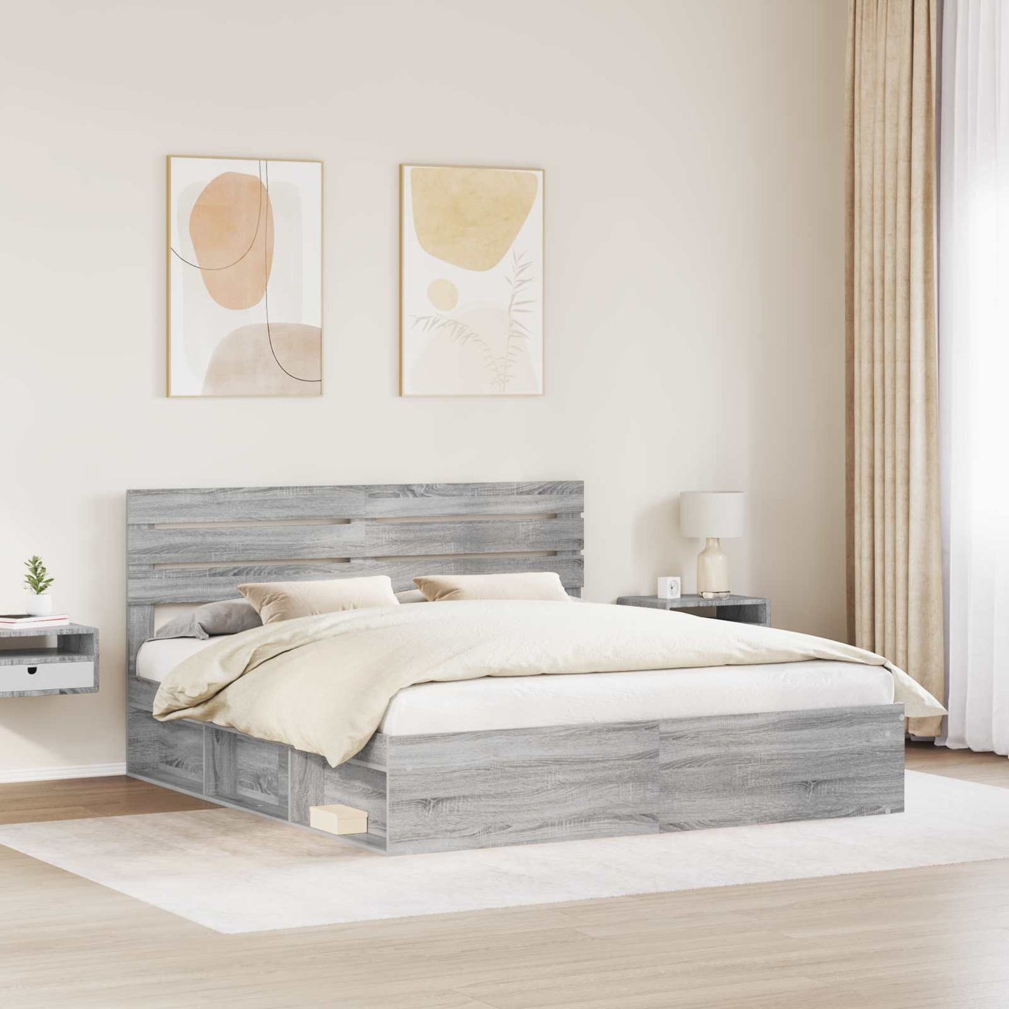 Struttura del letto Grigio Sonoma 180 x 200 cm Pino massello