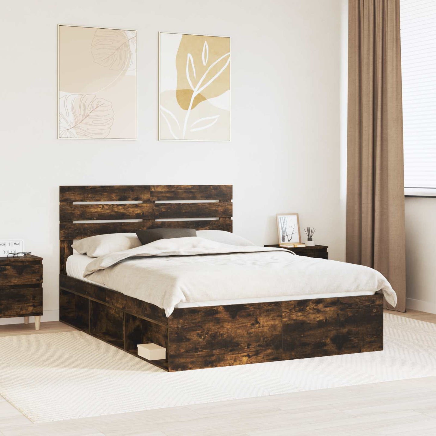 Struttura del letto Rovere fumÃ© 140 x 200 cm Pino massello