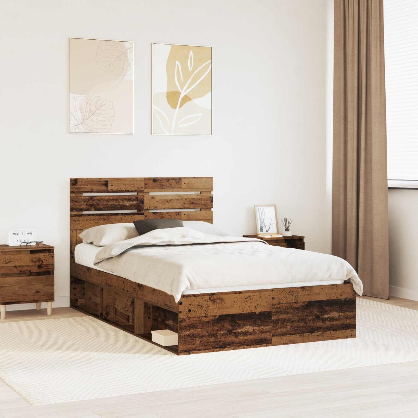 Struttura del letto Legno vecchio 135 x 190 cm Pino massello