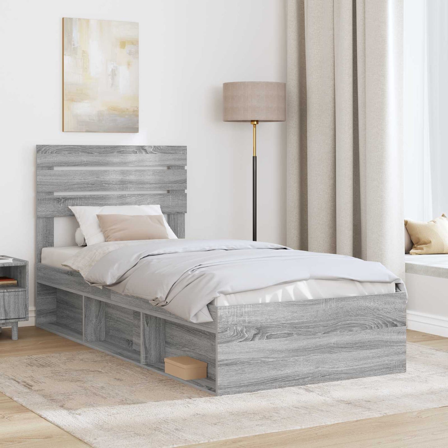 Struttura del letto Grigio Sonoma 100 x 200 cm Pino massello