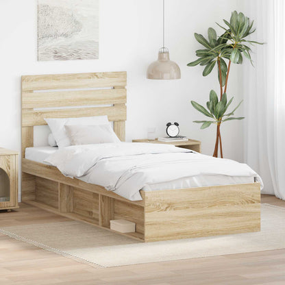 Struttura del letto Rovere Sonoma 75 x 190 cm Pino massello