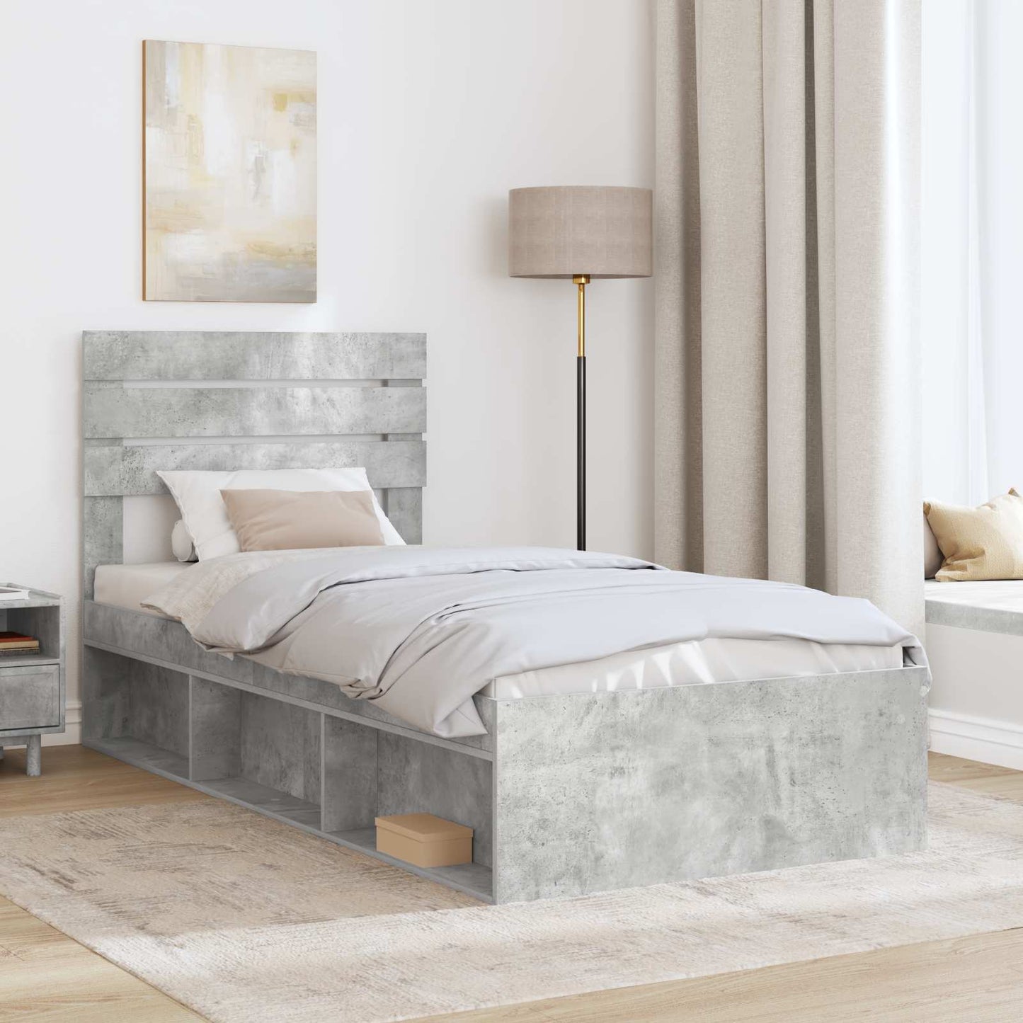 Struttura del letto Grigio ConcretÃ¨ 75 x 190 cm Pino massello