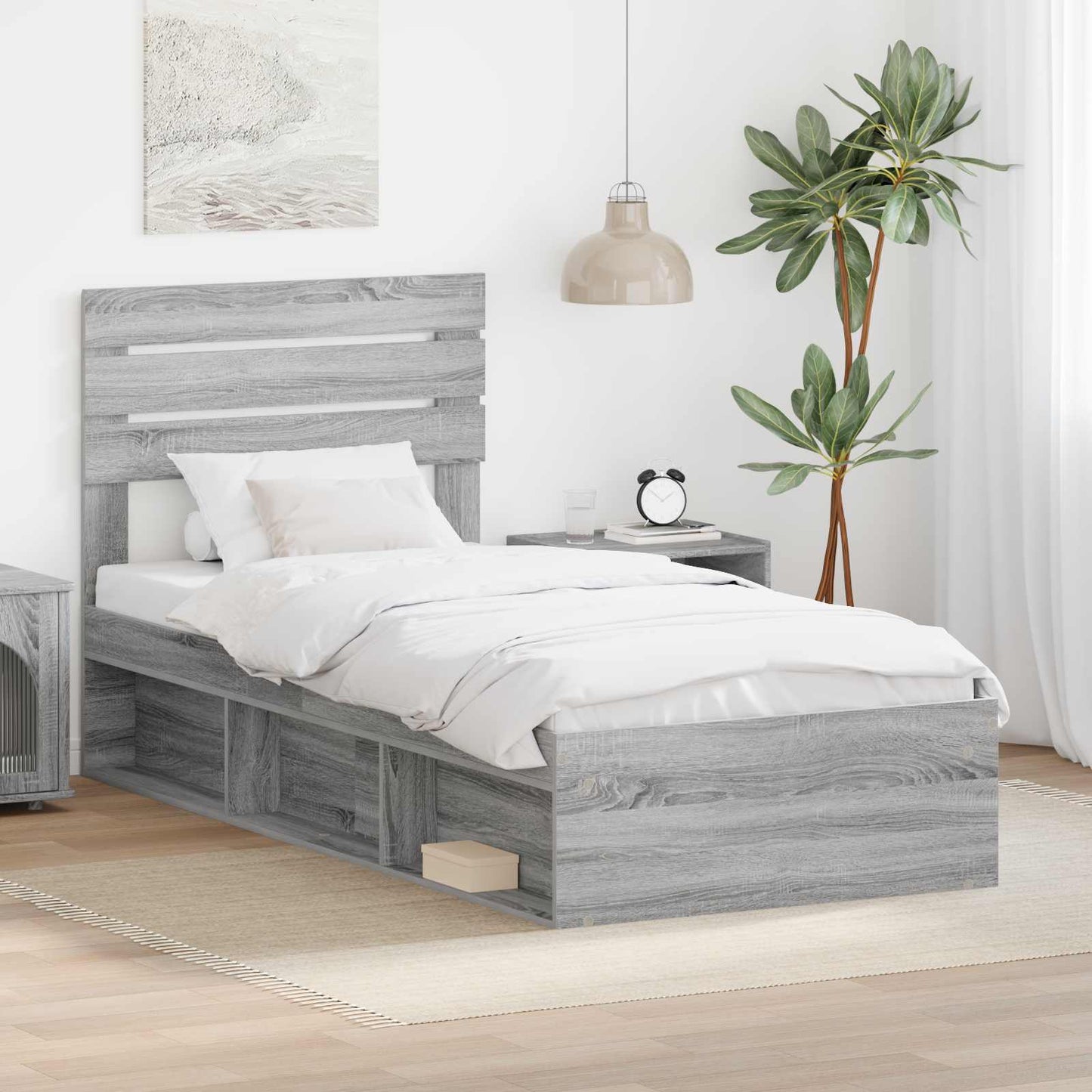 Struttura del letto Grigio Sonoma 75 x 190 cm Pino massello