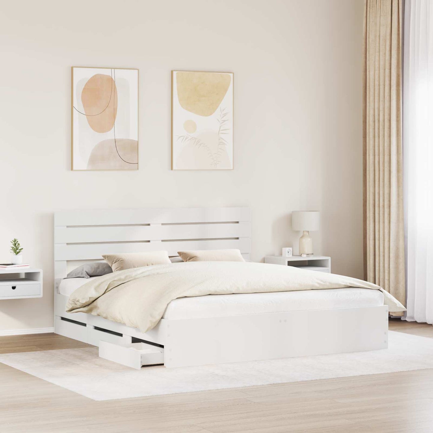 Struttura del letto Bianco 200 x 200 cm Legno Ingegnerizzato